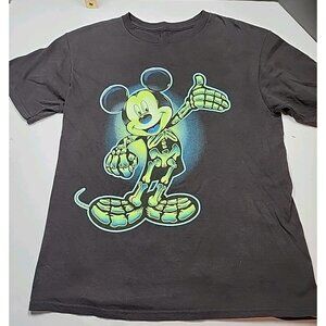 Kids Glow In The Dark Mickey Mouse Short Sleeve Shirt, Size Large, Unisex